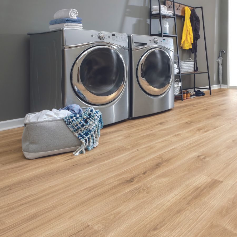 Laminate flooring in a laundry room